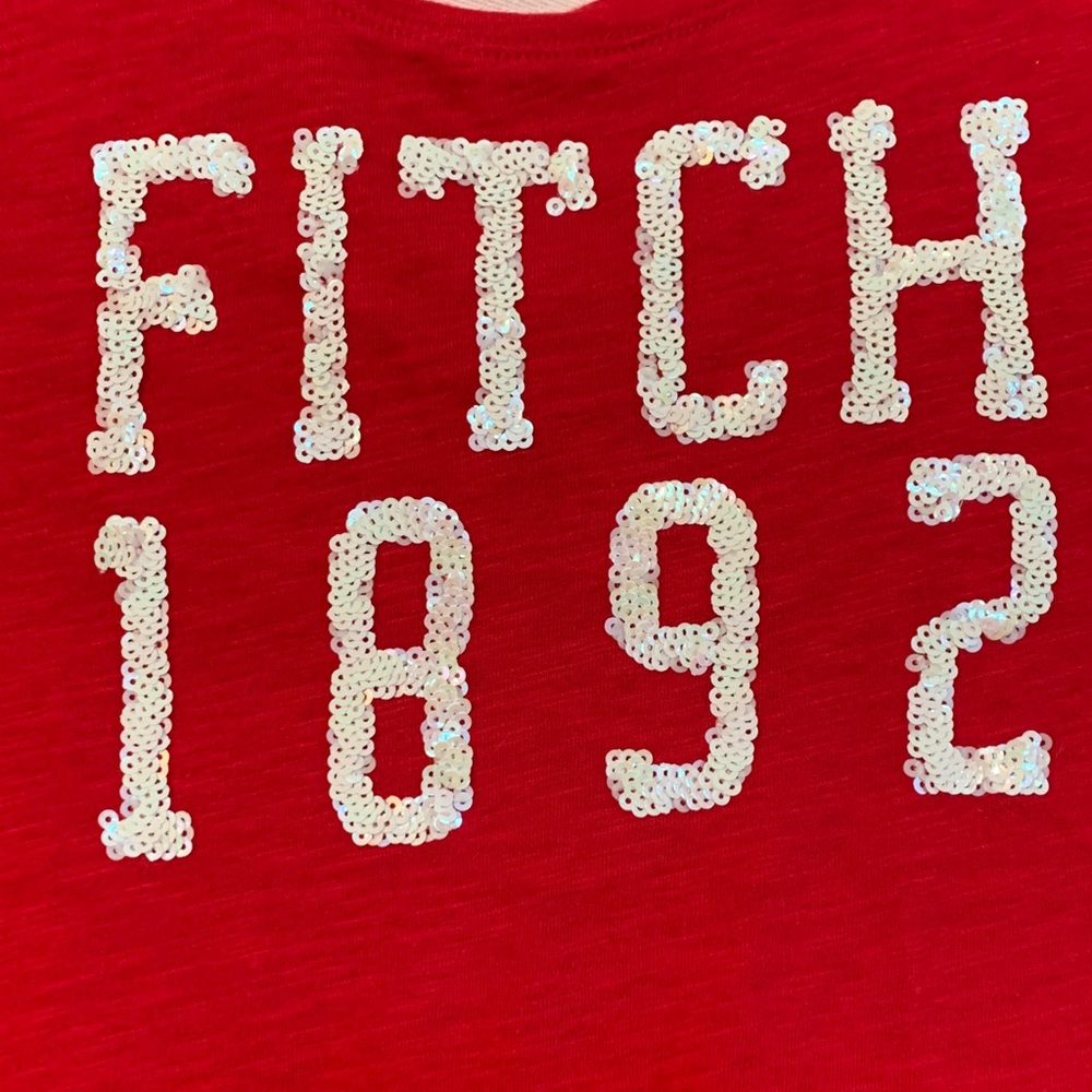 Abercrombie & Fitch redhot T white sequin Graphic 'FITCH 1892' size S - Picture 3 of 5
